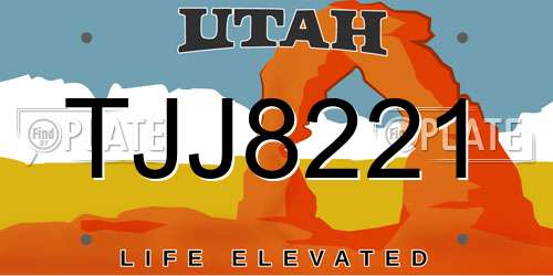 TJJ8221 Utah License Plate
