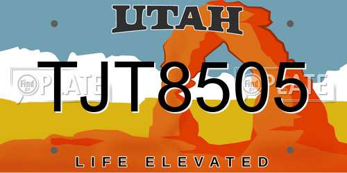 TJT8505 Utah License Plate