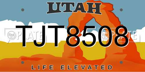 TJT8508 Utah License Plate