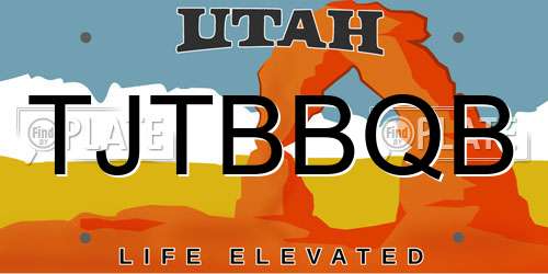 TJTBBQB Utah License Plate