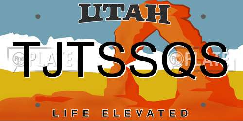TJTSSQS Utah License Plate