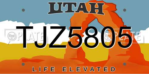 TJZ5805 Utah License Plate