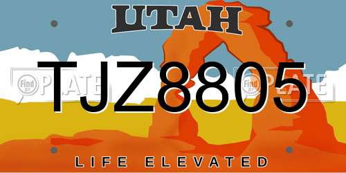 TJZ8805 Utah License Plate