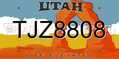 TJZ8808 Utah License Plate