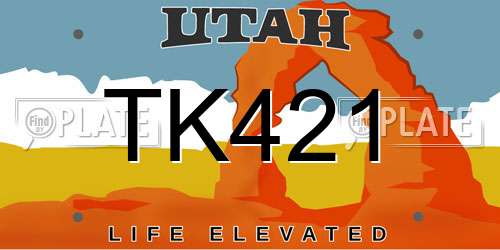 TK421 Utah License Plate