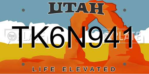 TK6N941 Utah License Plate