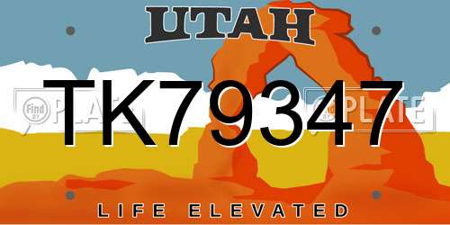 TK79347 Utah License Plate
