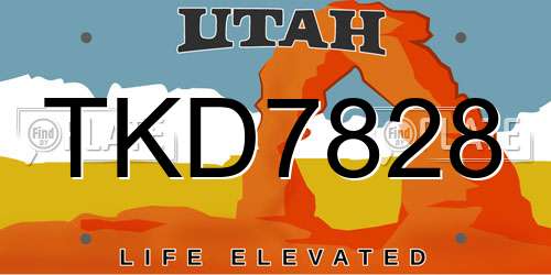 TKD7828 Utah License Plate