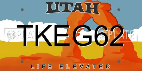 TKEG62 Utah License Plate