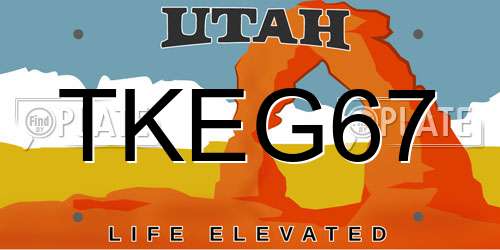 TKEG67 Utah License Plate