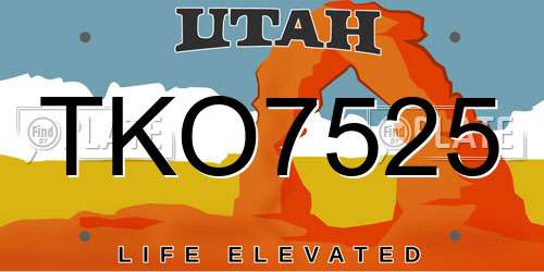 TKO7525 Utah License Plate