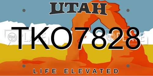 TKO7828 Utah License Plate