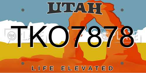 TKO7878 Utah License Plate