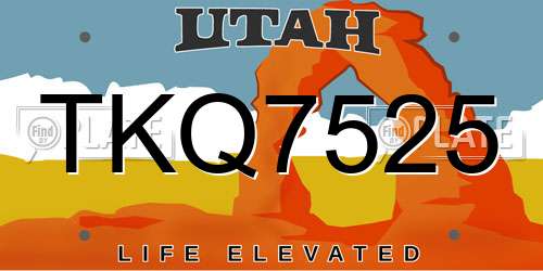 TKQ7525 Utah License Plate