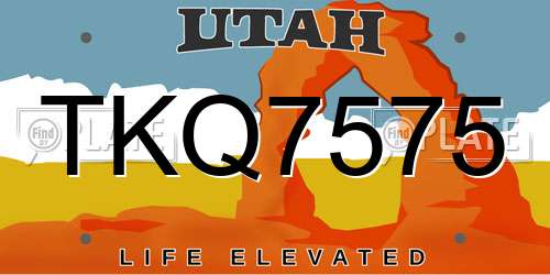TKQ7575 Utah License Plate