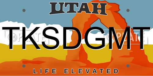 TKSDGMT Utah License Plate