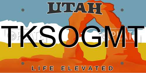 TKSOGMT Utah License Plate