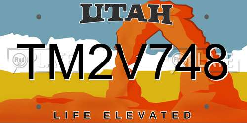 TM2V748 Utah License Plate