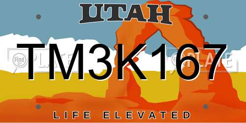 TM3K167 Utah License Plate