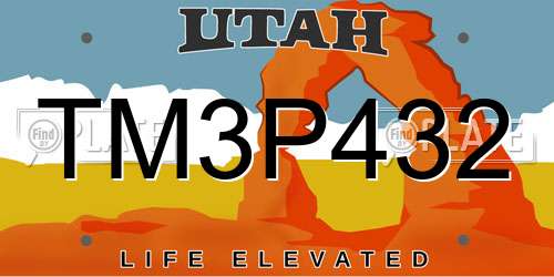 TM3P432 Utah License Plate