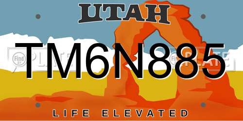 TM6N885 Utah License Plate