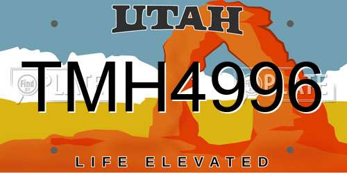 TMH4996 Utah License Plate