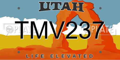 TMV237 Utah License Plate