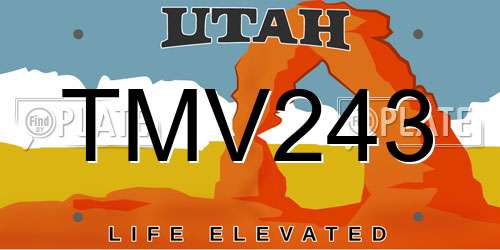 TMV243 Utah License Plate
