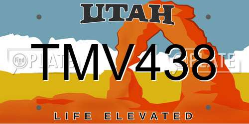 TMV438 Utah License Plate