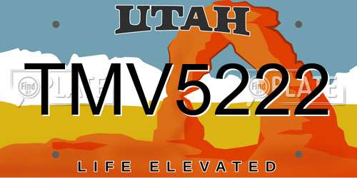TMV5222 Utah License Plate