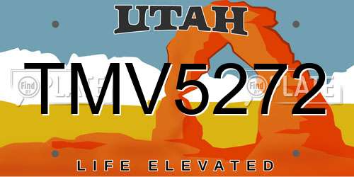 TMV5272 Utah License Plate