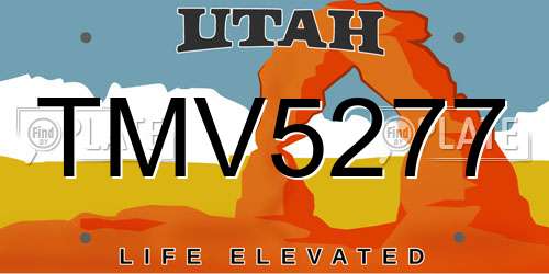 TMV5277 Utah License Plate