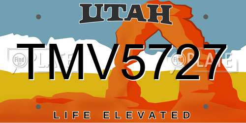 TMV5727 Utah License Plate