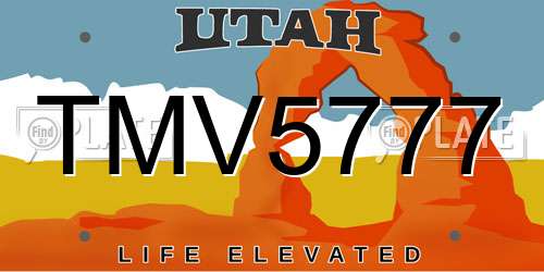 TMV5777 Utah License Plate