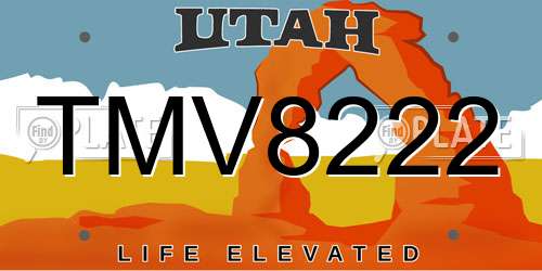 TMV8222 Utah License Plate