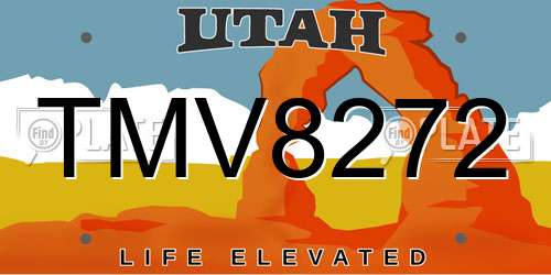 TMV8272 Utah License Plate