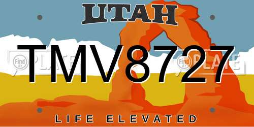 TMV8727 Utah License Plate