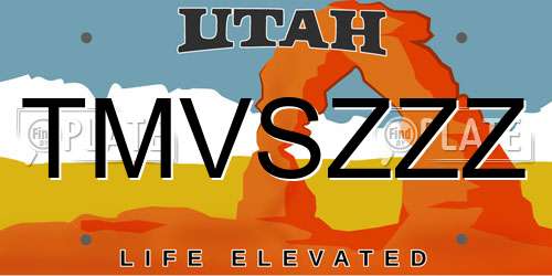 TMVSZZZ Utah License Plate
