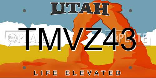 TMVZ43 Utah License Plate