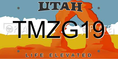 TMZG19 Utah License Plate
