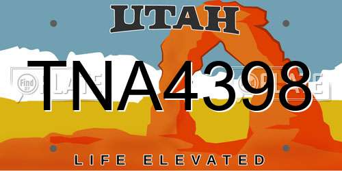TNA4398 Utah License Plate