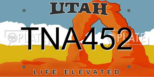TNA452 Utah License Plate