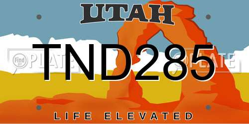 TND285 Utah License Plate