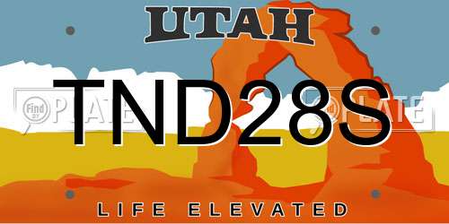 TND28S Utah License Plate
