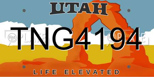 TNG4194 Utah License Plate