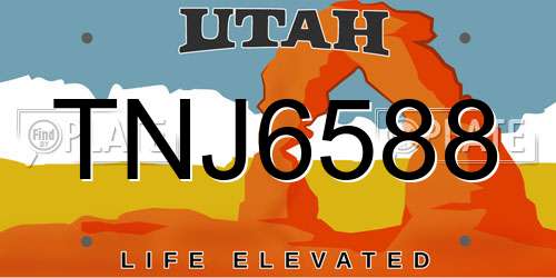 TNJ6588 Utah License Plate