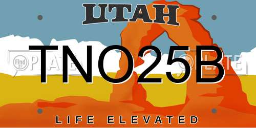 TNO25B Utah License Plate