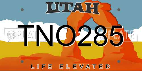 TNO285 Utah License Plate