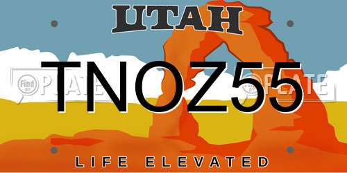 TNOZ55 Utah License Plate