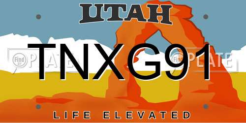 TNXG91 Utah License Plate